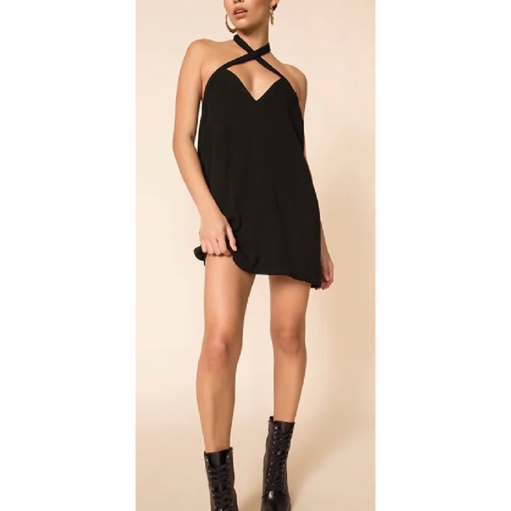 Revolve Superdown Trina Halter Mini Dress in Black - NWT